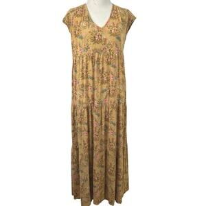 Wonderly Boho Peasant Maxi Dress Made in India Cottagecore PS